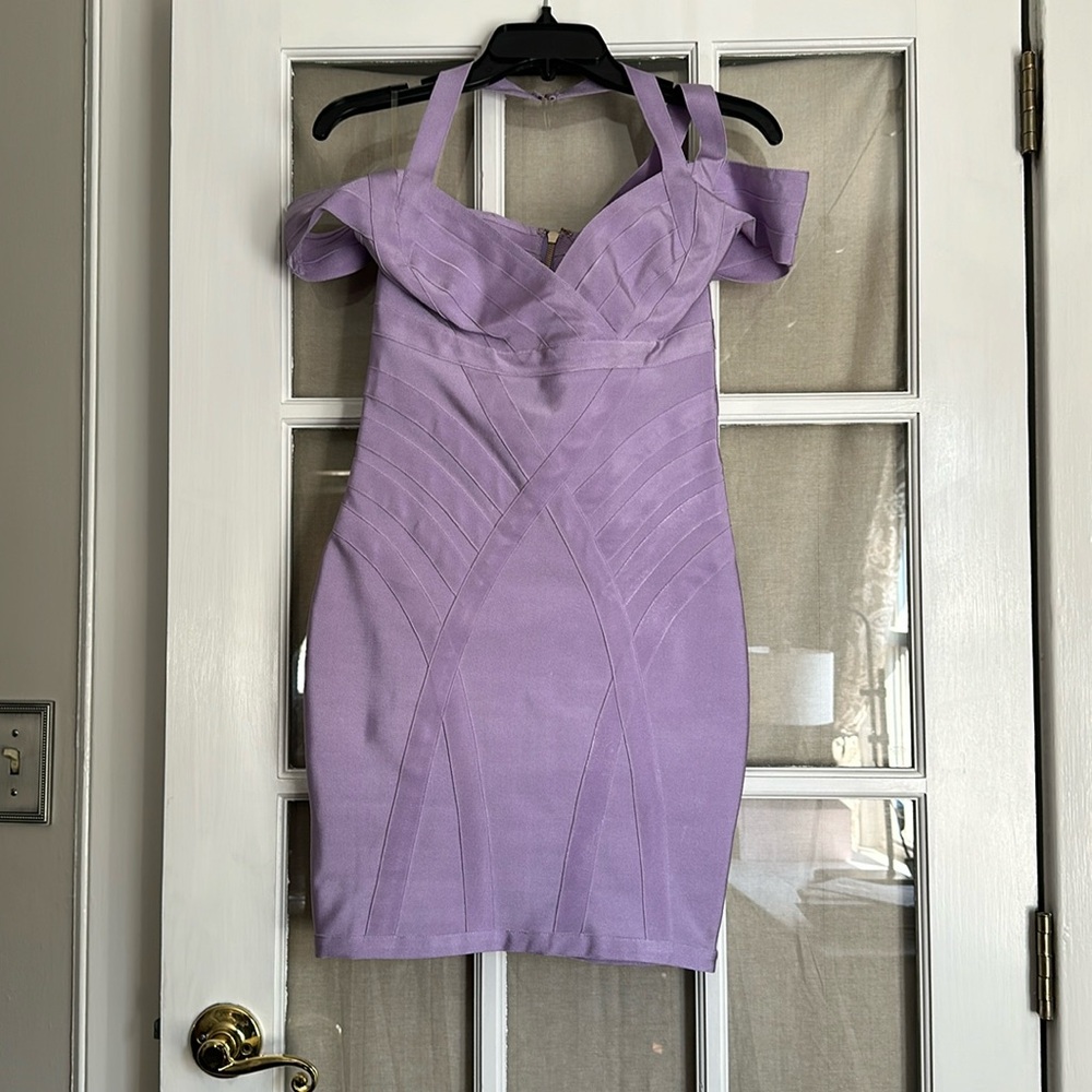 Purple body con mini dress
